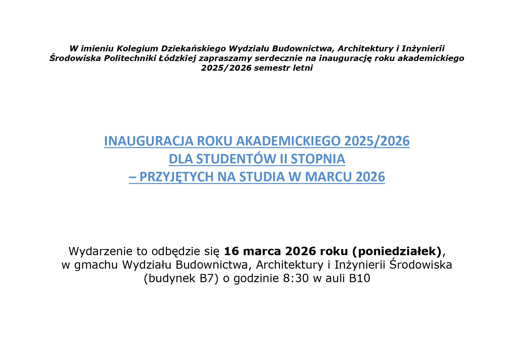 Ogłoszenie o inauguracji