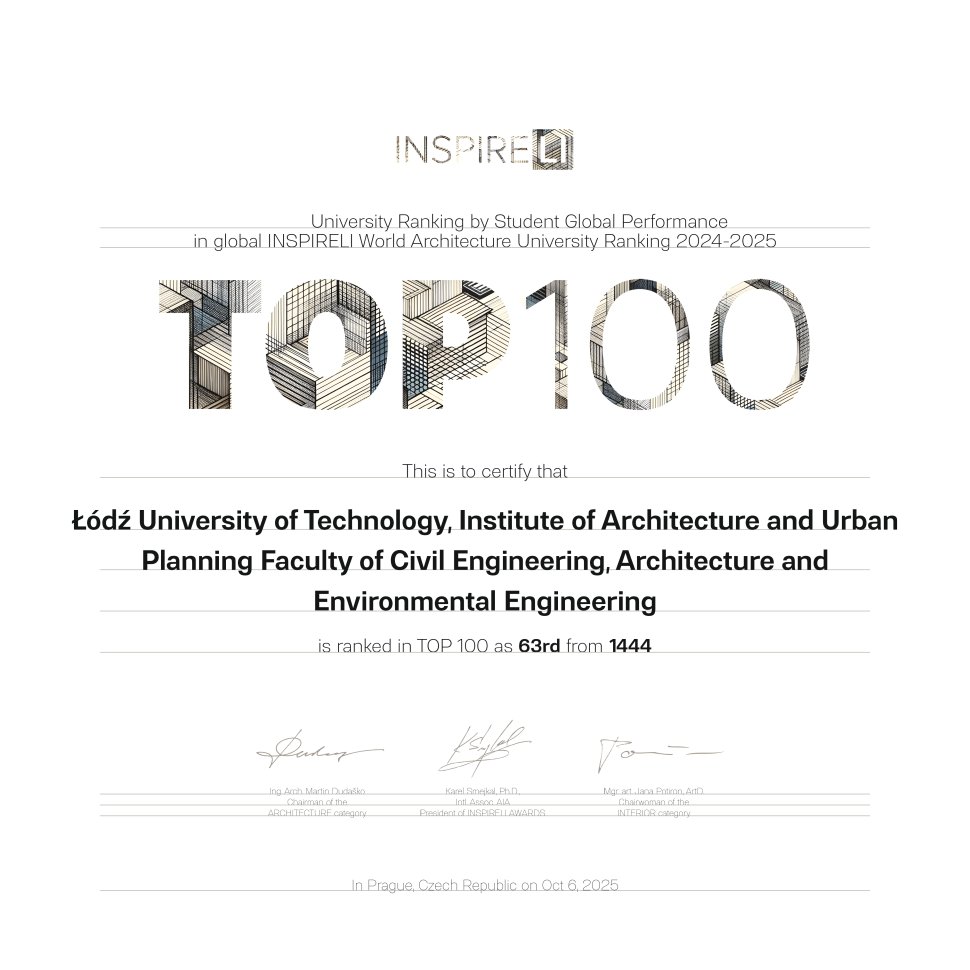 TOP100 INSPIRELI World Architecture University Ranking 