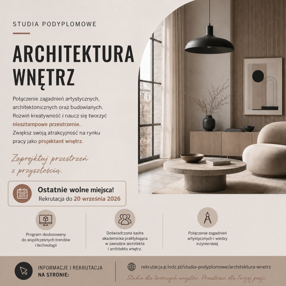 Studia podyplomowe – Architektura Wnętrz